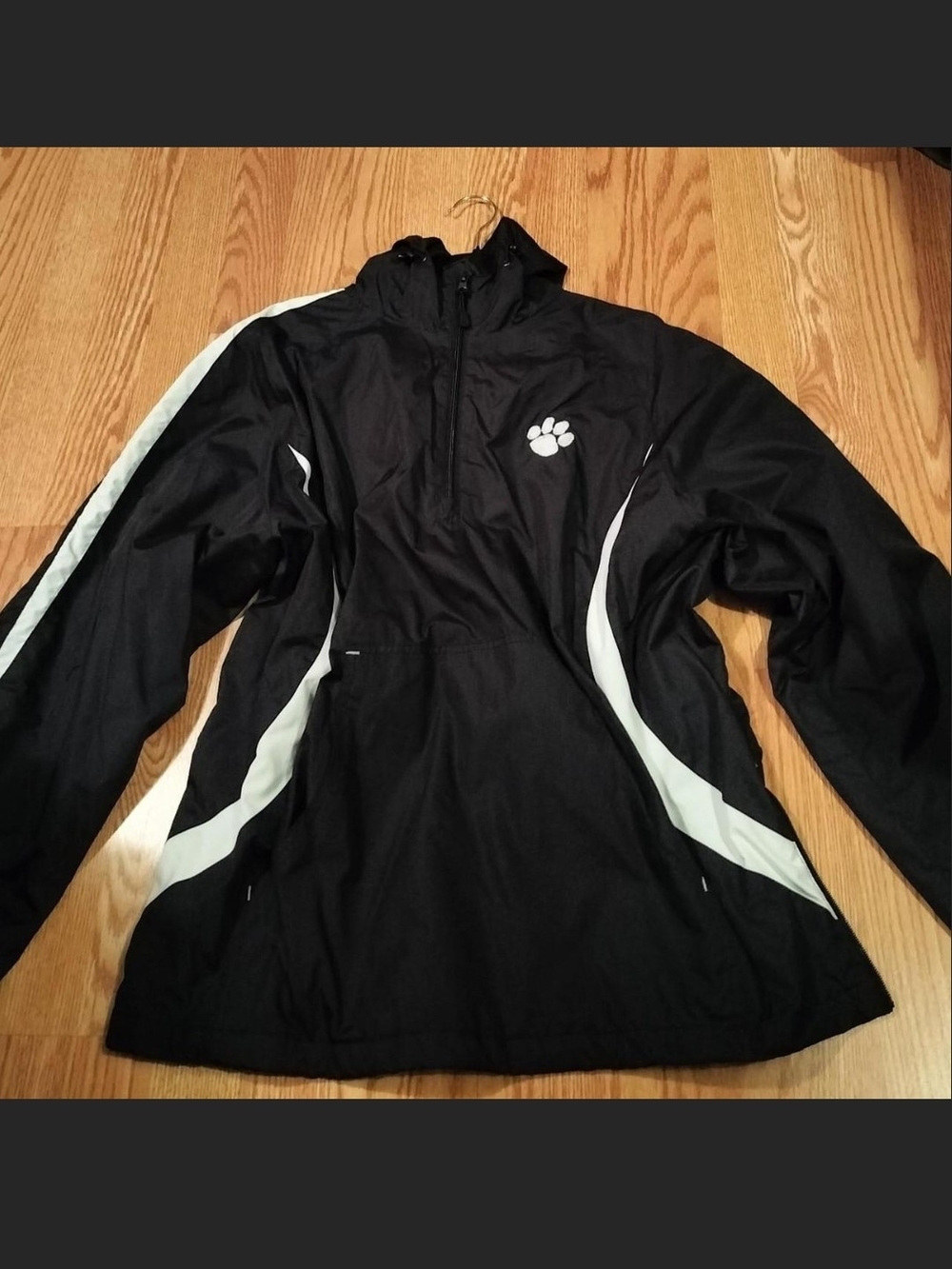 Port Authority Black Ski Pullover Jacket with White Accents